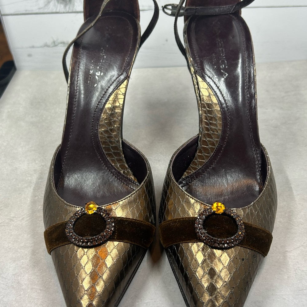Via Spiga Gold and Brown Heels